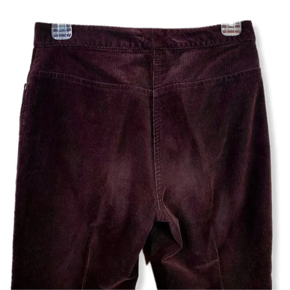 Women 90s Y2K Brown Straight Leg Fine Corduroy Pant 4P Country Fall Cabincore
